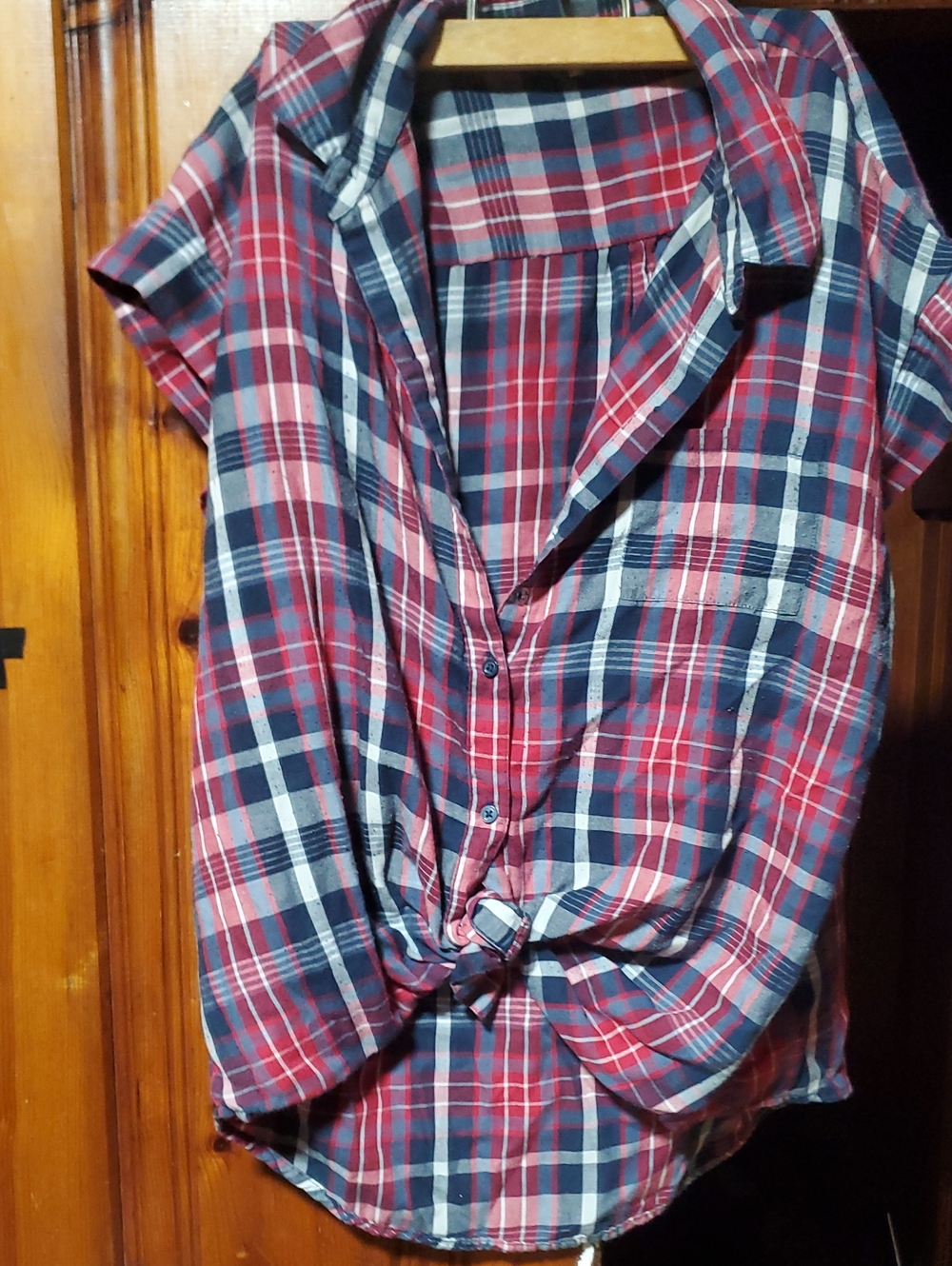 'Riders by Lee' Red and Navy Plaid Button-Front Shirt Jacket